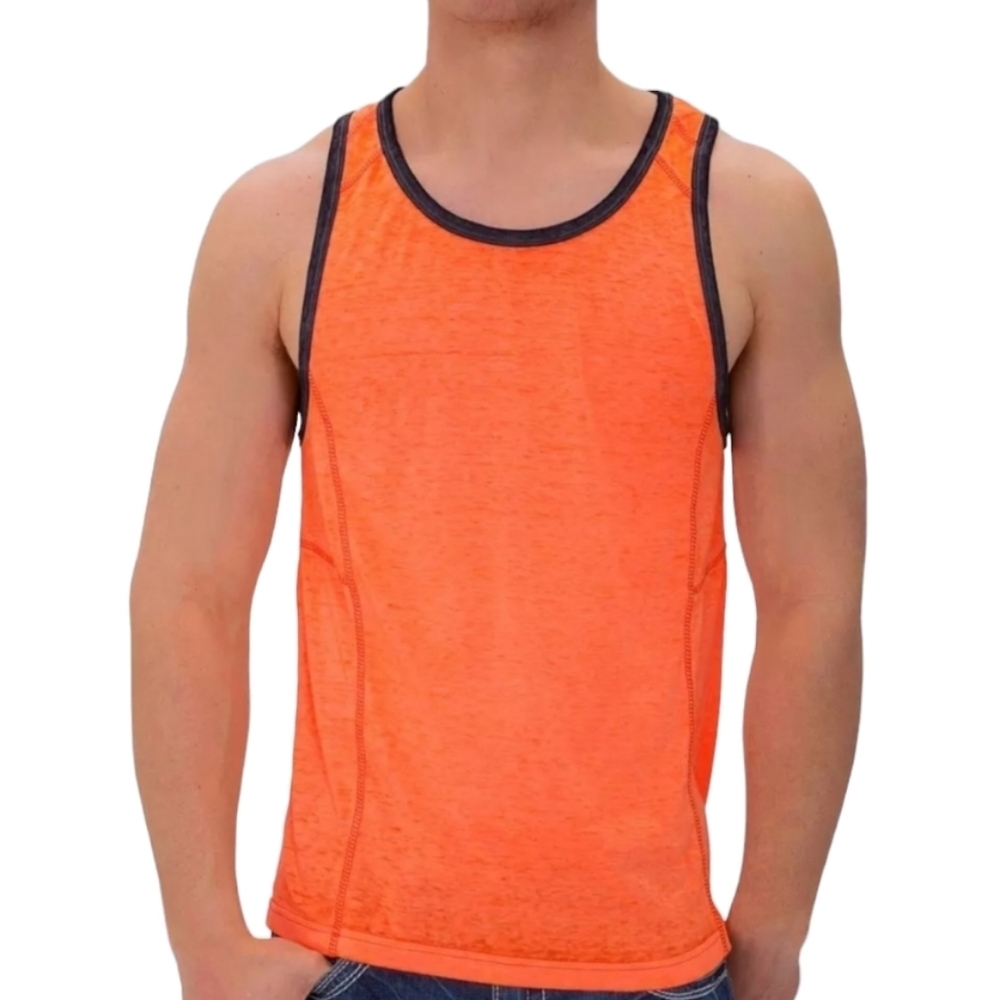 BUCKLE BLACK Men's Kick It Tank Top, Neon Orange, Size Small
